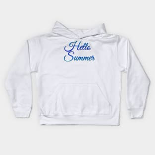 Hello Summer Cute Summer Blue Typography Kids Hoodie